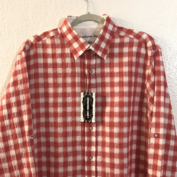 INTERNATIONAL LAUNDRY Button Down Plaid Shirt, Linen-Cotton, Sz. L/NWT - Picture 4 of 17